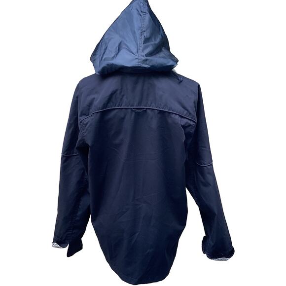 Cute Hooded Rain Jacket Parka Blue Cottage Style Floral Full Zip Women's Small - Picture 2 of 9